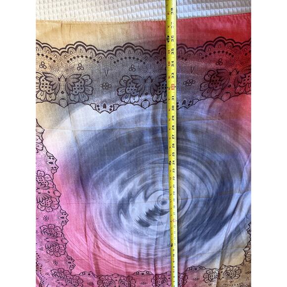 Safir Rainbow Marble Floral Print Large Square Bohemian Fairycore Scarf 37"by37" - Picture 9 of 11